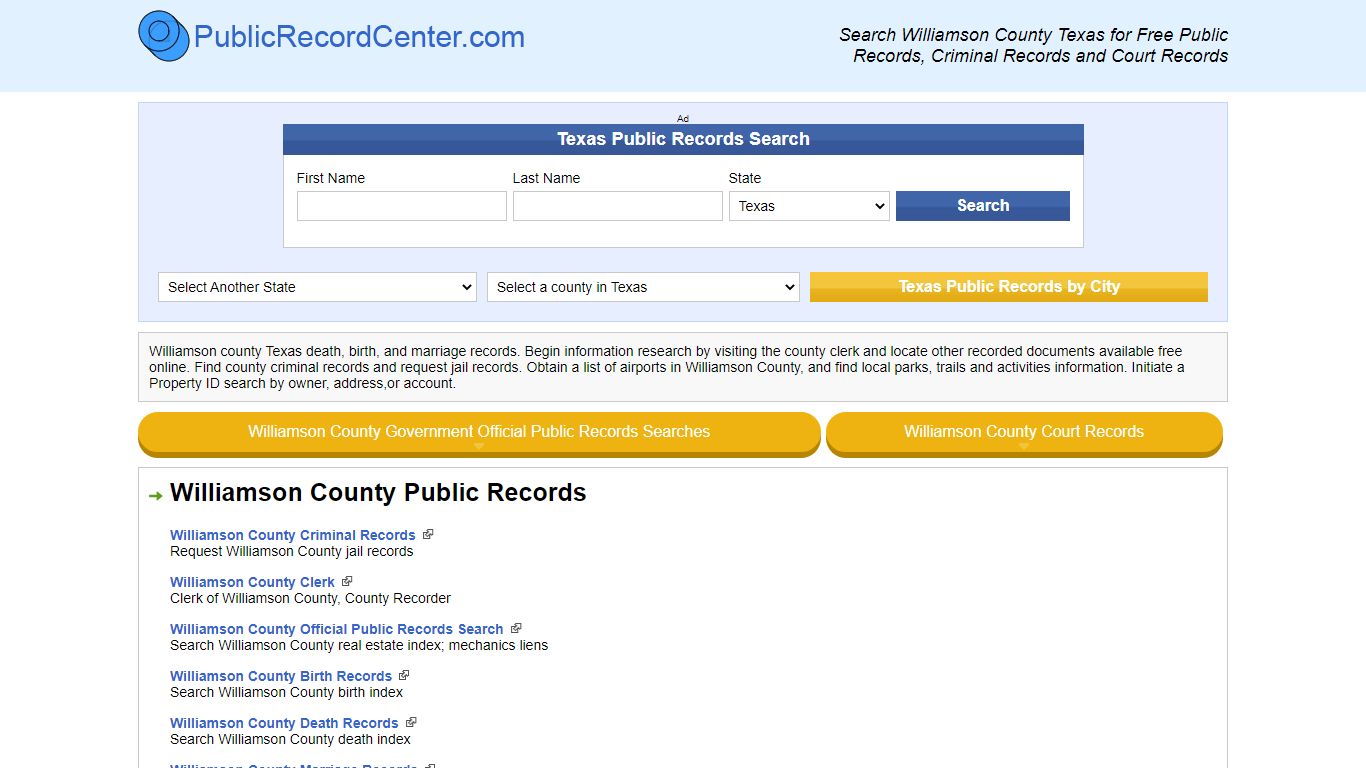 Williamson County Texas Free Public Records - Court Records - Criminal ...